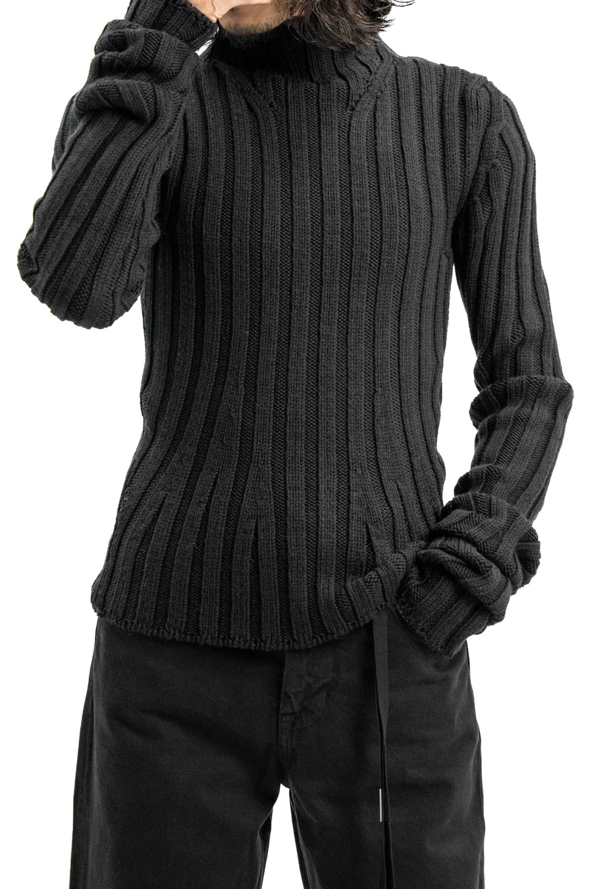 WARRE CROPPED RIB DARTED HIGH NECK SWEATER