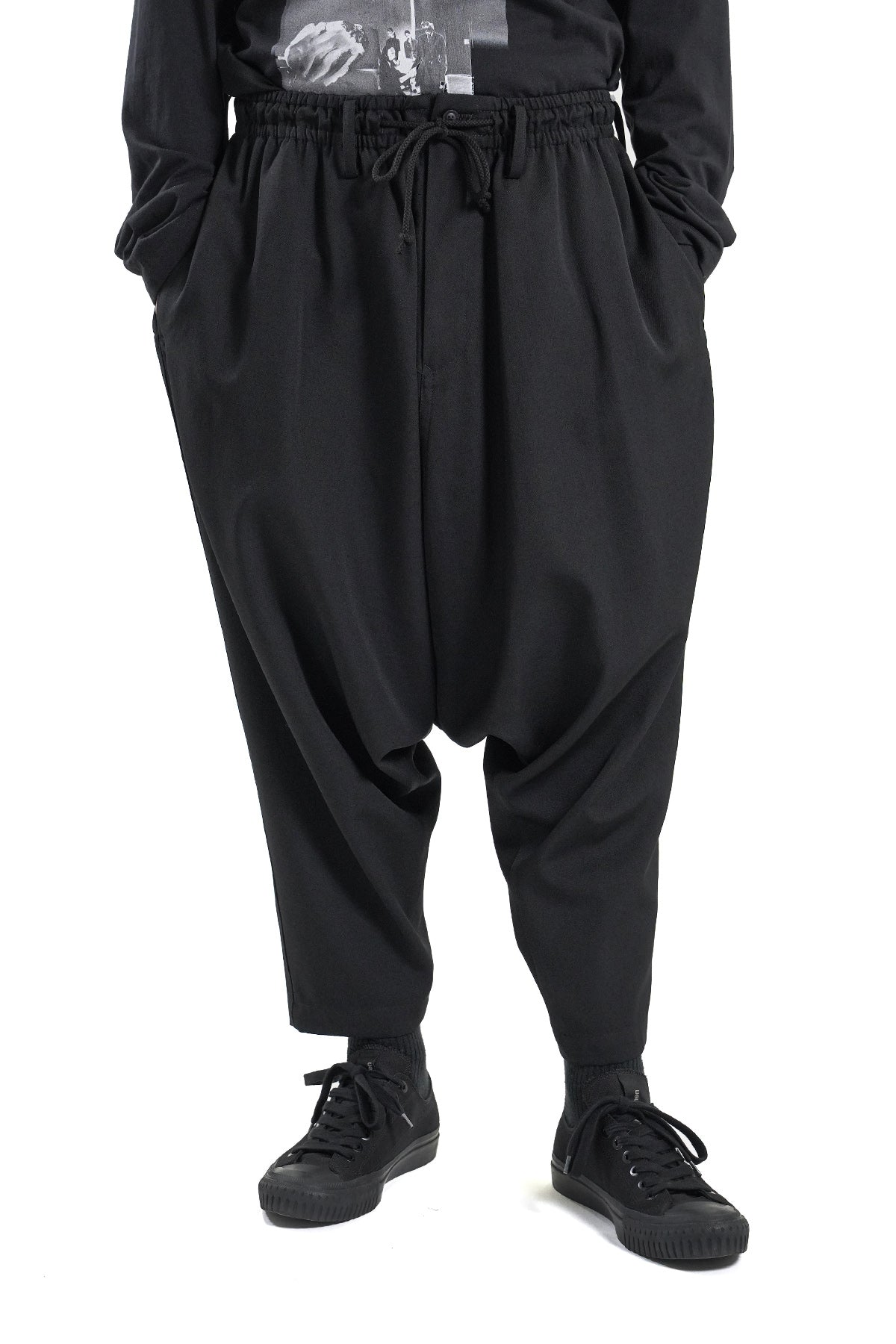 WOOL GABARDINE SAROUEL PANTS