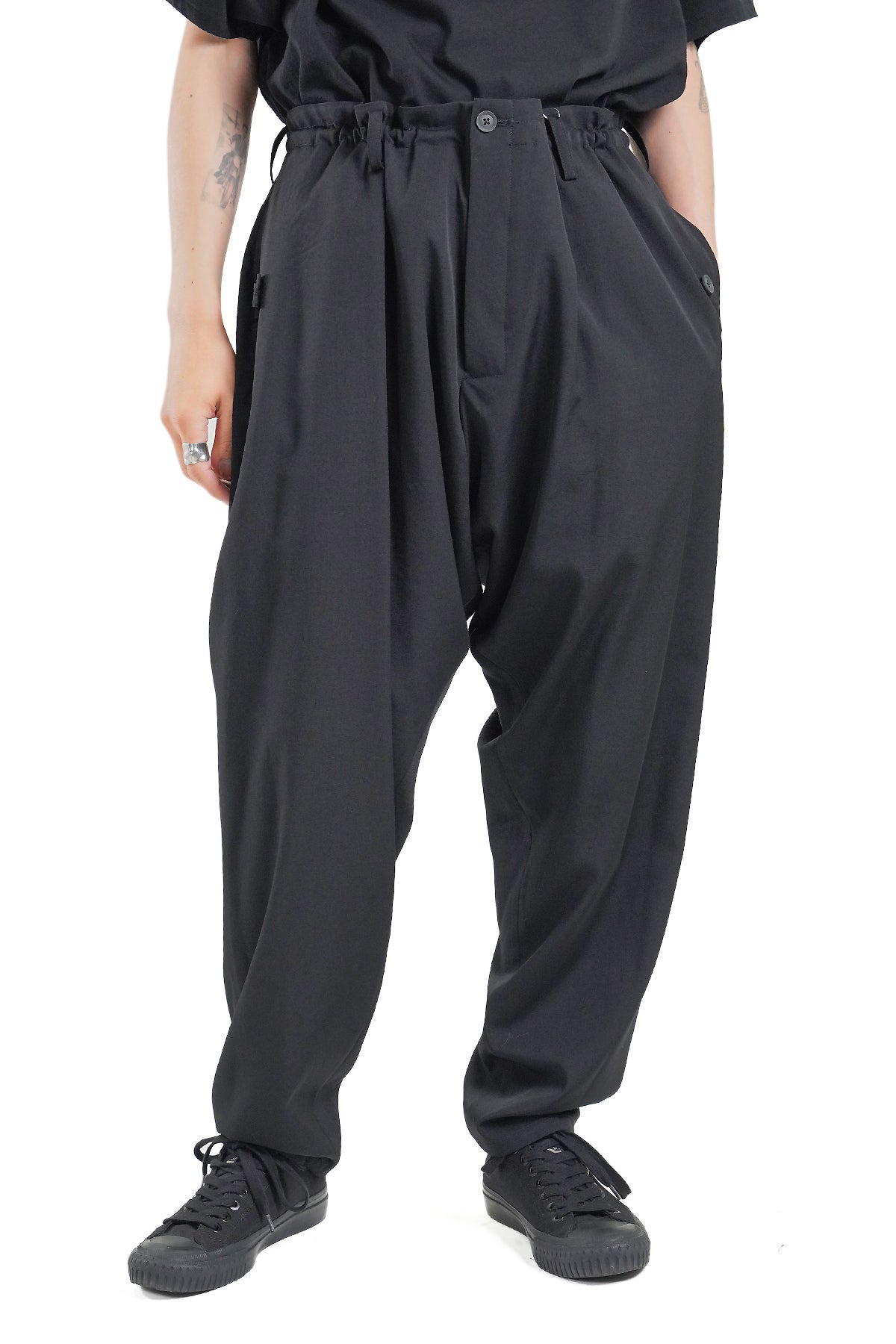 WOOL GABARDINE SLIM SAROUEL PANTS