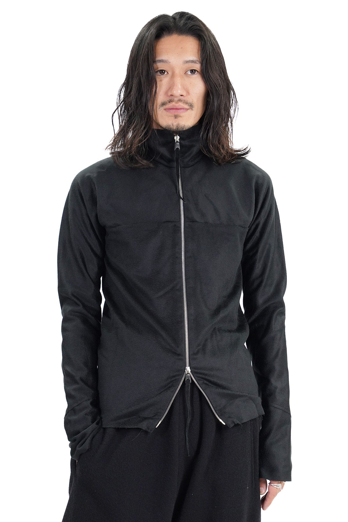 zipped tall collar shirt